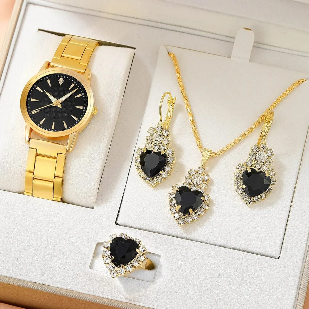 Women's Gold Luxury Wristwatch Jewelry Set-women watches-All10dollars.com