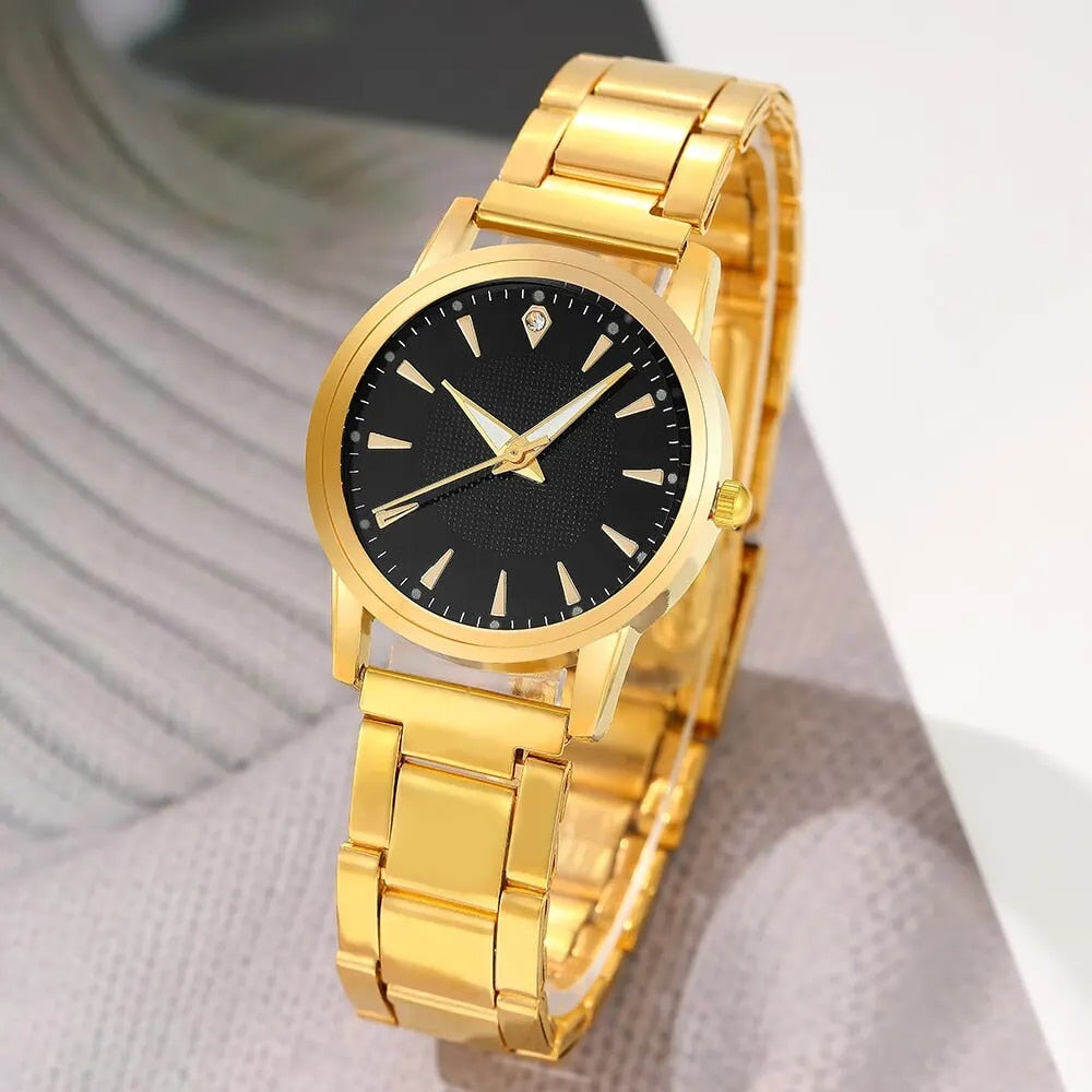 Women's Gold Luxury Wristwatch Jewelry Set-women watches-All10dollars.com