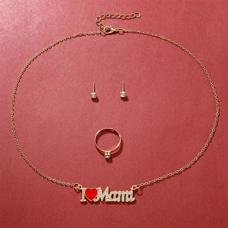 I Love You Mama Women Watch Vintage Mom Gift Set Necklace Earring-women watches-All10dollars.com