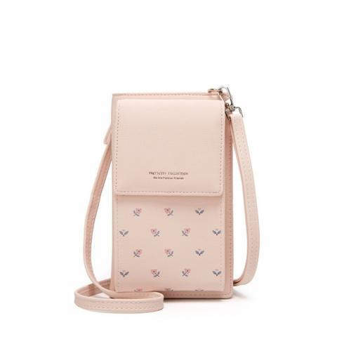 Cell Phone Wallet Card Holders Floral Print Mini Crossbody Shoulder Bag-mini crossbody shoulder bag-Pink-All10dollars.com