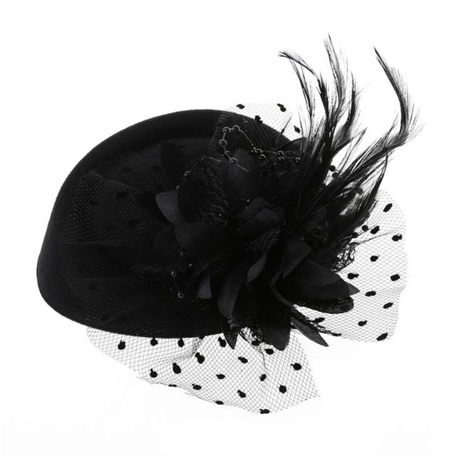 Fascinating Hats Headband Womens Feather Flower Brides Hair Accessories Wedding Hair Clip-black-All10dollars.com