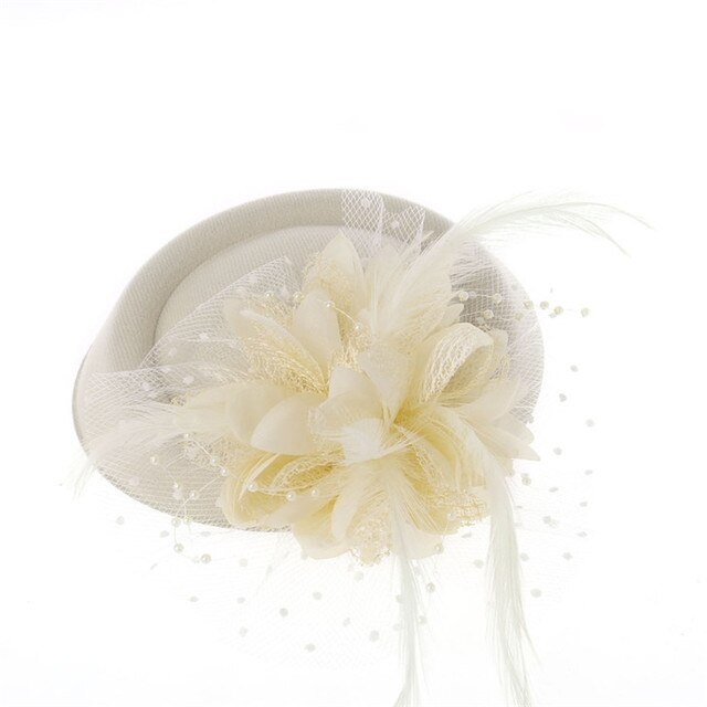 Fascinating Hats Headband Womens Feather Flower Brides Hair Accessories Wedding Hair Clip-Yellow-All10dollars.com