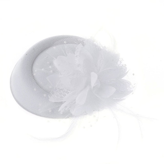 Fascinating Hats Headband Womens Feather Flower Brides Hair Accessories Wedding Hair Clip-Milky White-All10dollars.com