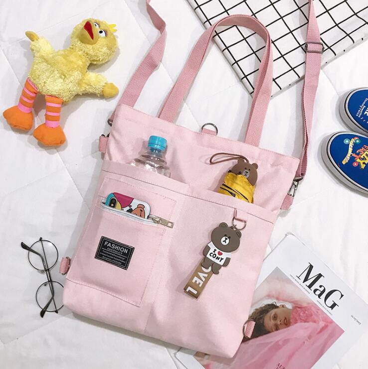 Women Handbag Large Capacity Tote-shoulder bags-Pink Bear Pendant-All10dollars.com
