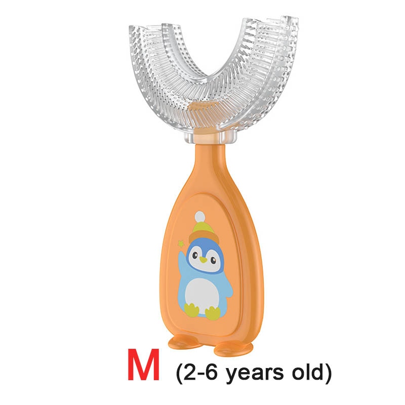 toothbrush children and baby teeth oral care cleaning brush soft Silicone teethers toothbrush 2-12Y-children tooth brush-orange M-All10dollars.com