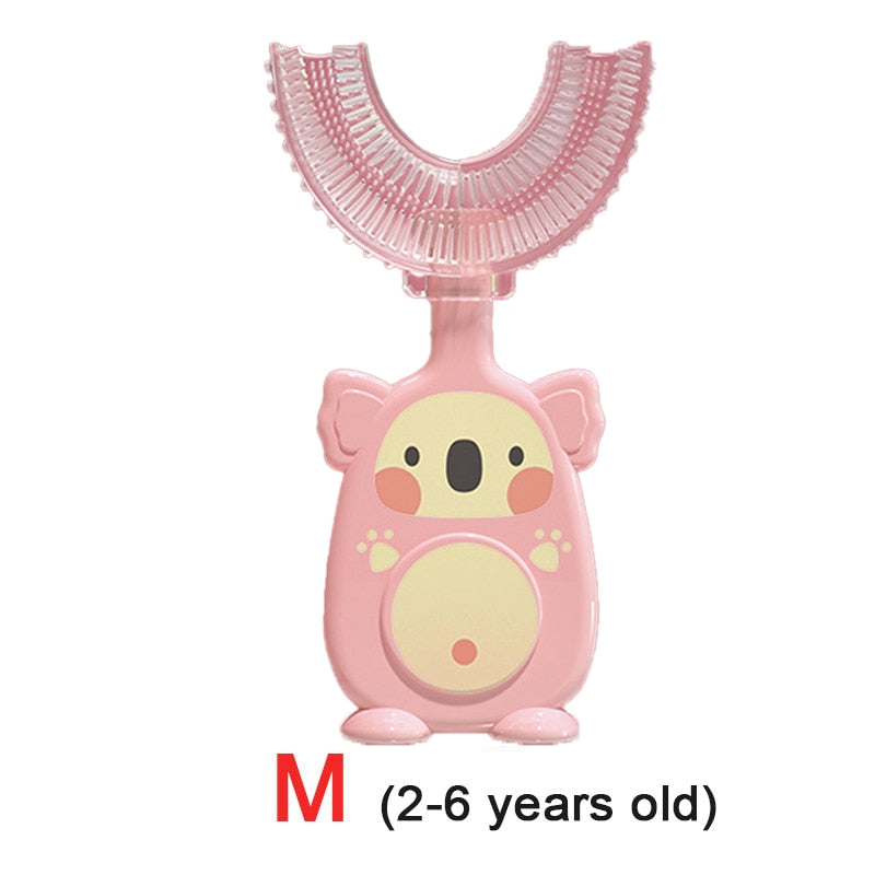 toothbrush children and baby teeth oral care cleaning brush soft Silicone teethers toothbrush 2-12Y-children tooth brush-koala pink M-All10dollars.com