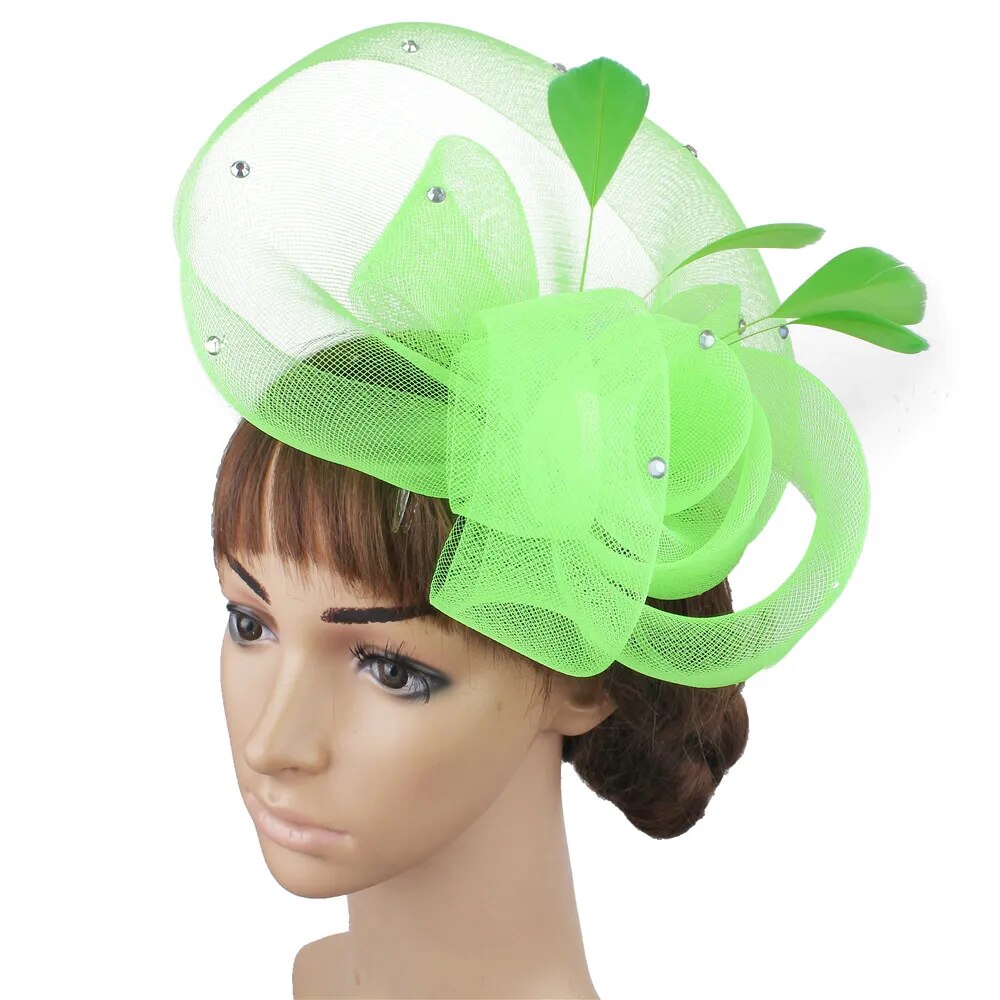 Elegant Birdcage Veil Ladies Wedding Fascinator Hat-headwear-Light Green-All10dollars.com