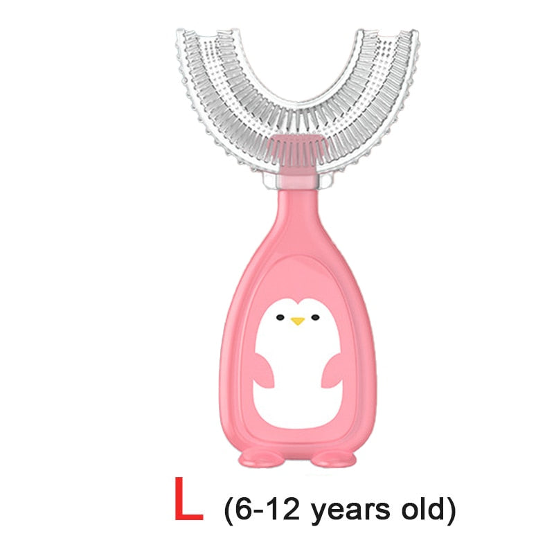toothbrush children and baby teeth oral care cleaning brush soft Silicone teethers toothbrush 2-12Y-children tooth brush-penguin pink L-All10dollars.com