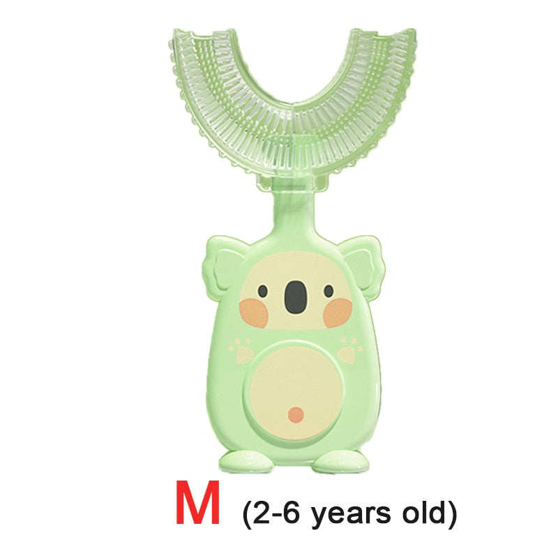 toothbrush children and baby teeth oral care cleaning brush soft Silicone teethers toothbrush 2-12Y-children tooth brush-koala green M-All10dollars.com