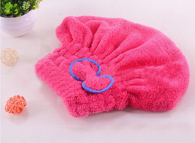 Hair towel turban towel Quick hair drying towel Absorbent shower cap-Women quick drying turban hair towel-Pink-China-All10dollars.com