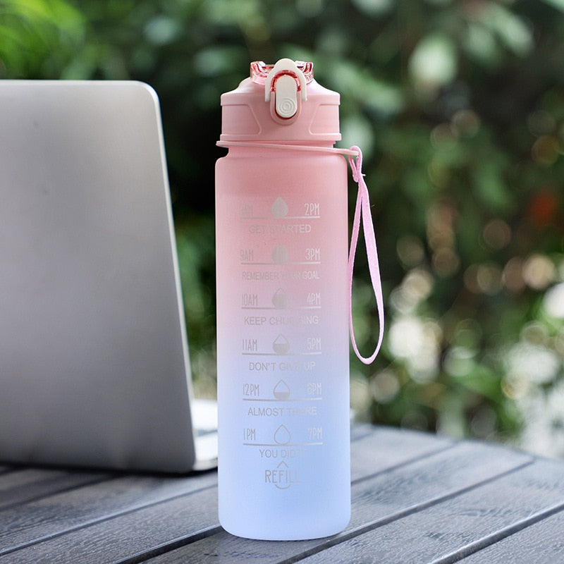 1 Liter Water Bottle Motivational Sport Drinking Outdoor Travel Gym Fitness Jugs-water bottle-900ml Pink-All10dollars.com