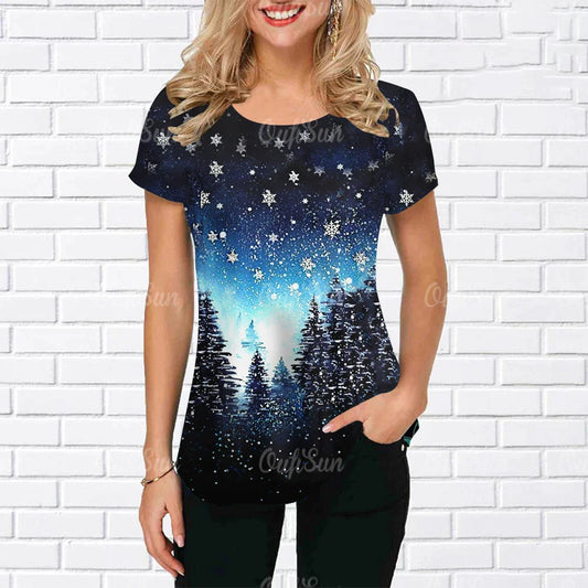 2023 Holiday Women T-Shirt Christmas Fashion Girls Casual 3d Print-All10dollars.com