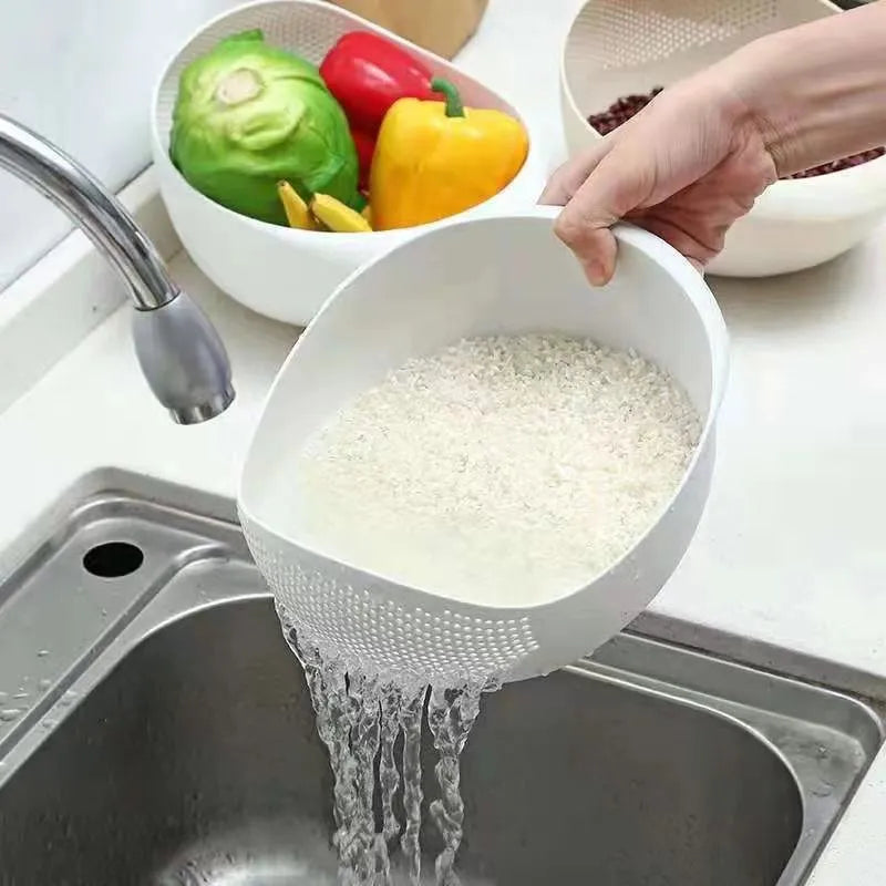 Plastic Colander Kitchen Drain Basket with Handles Rice Bowl Strainer-colander-All10dollars.com