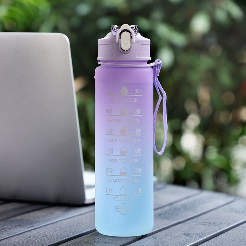 1 Liter Water Bottle Motivational Sport Drinking Outdoor Travel Gym Fitness Jugs-water bottle-900ml Purple-All10dollars.com
