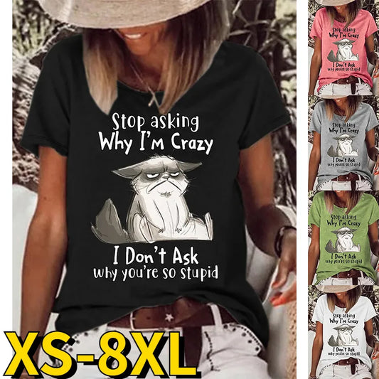 Women Casual T-shirt Summer 3D Printed Fashion Tops Street-All10dollars.com
