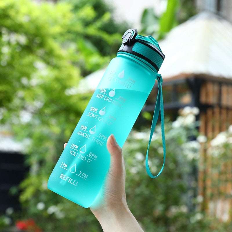 1 Liter Water Bottle Motivational Sport Drinking Outdoor Travel Gym Fitness Jugs-water bottle-1000ml Pure Green-All10dollars.com