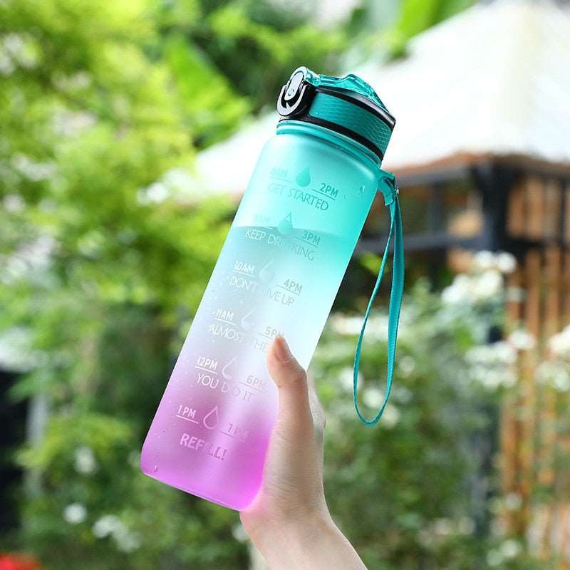 1 Liter Water Bottle Motivational Sport Drinking Outdoor Travel Gym Fitness Jugs-water bottle-1000ml Green-All10dollars.com