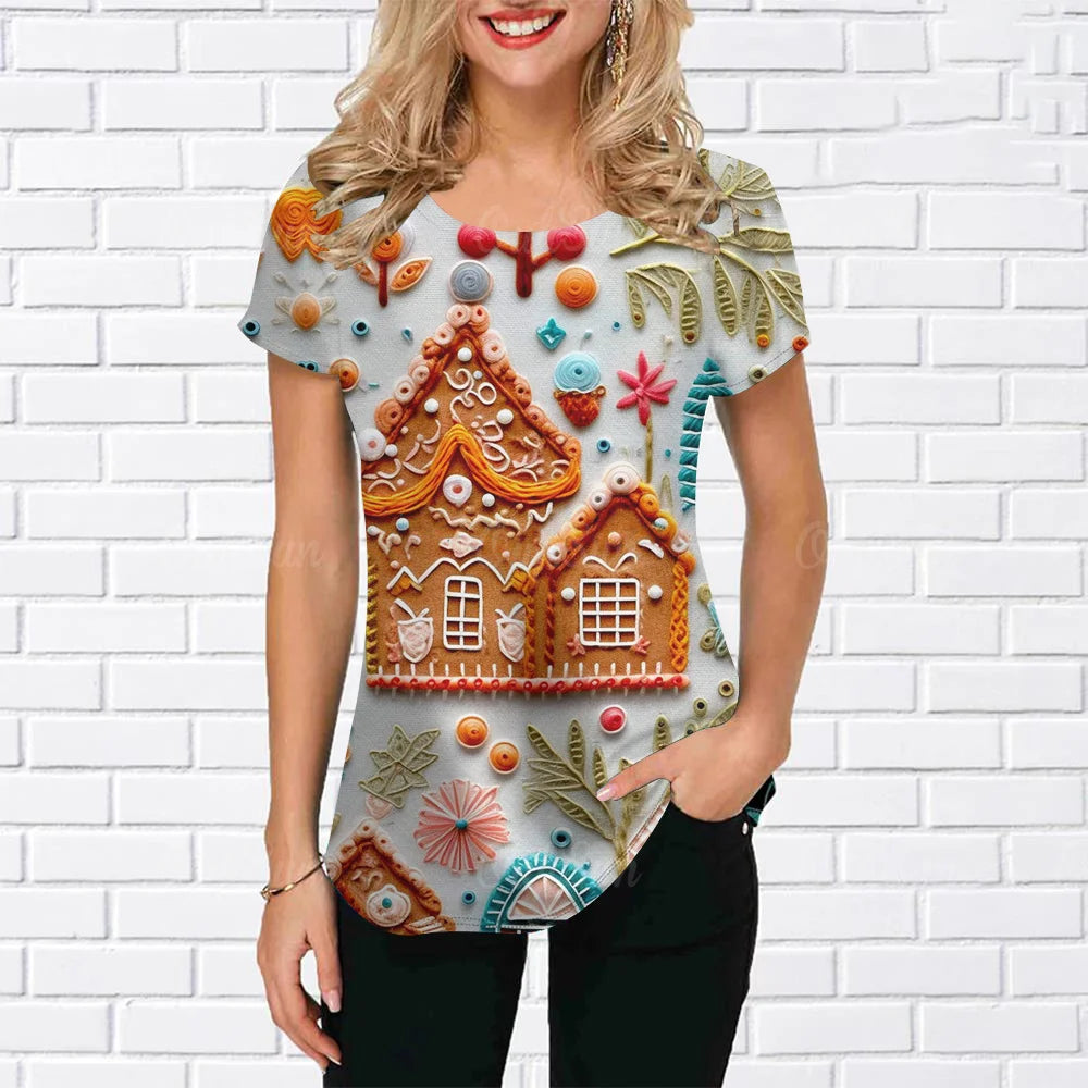 2023 Holiday Women T-Shirt Christmas Fashion Girls Casual 3d Print-A01-SM17911-S-All10dollars.com