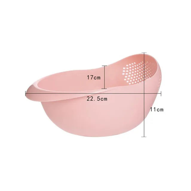 Plastic Colander Kitchen Drain Basket with Handles Rice Bowl Strainer-colander-pink-All10dollars.com