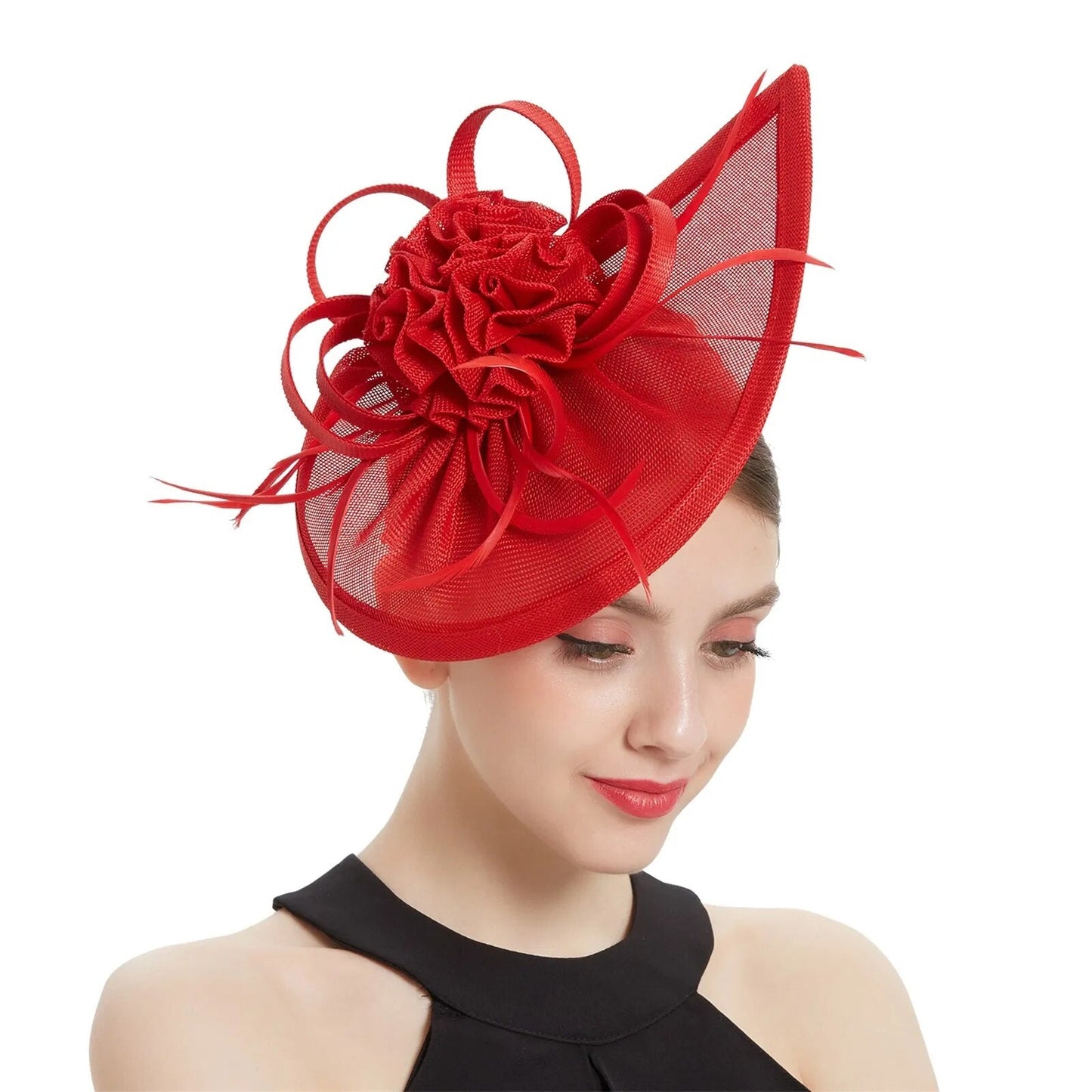 Londonisy Women Fascinator Headwear Wedding Party Hair Accessories-fascinator-Red-All10dollars.com
