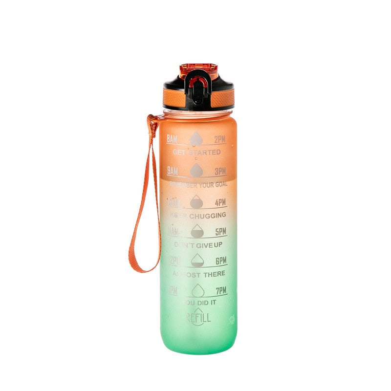 1 Liter Water Bottle Motivational Sport Drinking Outdoor Travel Gym Fitness Jugs-water bottle-1000ml Orange-All10dollars.com