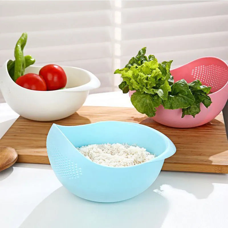 Plastic Colander Kitchen Drain Basket with Handles Rice Bowl Strainer-colander-All10dollars.com