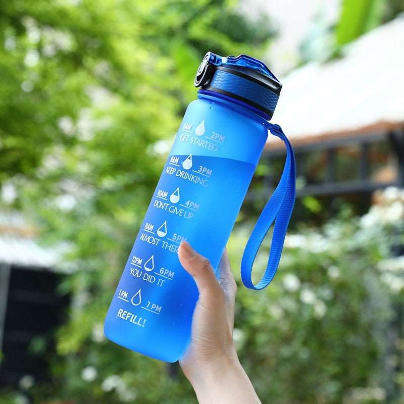 1 Liter Water Bottle Motivational Sport Drinking Outdoor Travel Gym Fitness Jugs-water bottle-1000ml Pure Blue-All10dollars.com