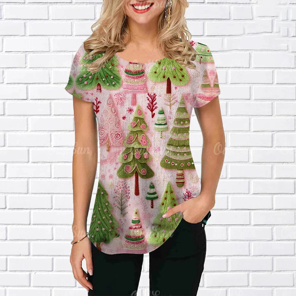2023 Holiday Women T-Shirt Christmas Fashion Girls Casual 3d Print-A01-LH12371-S-All10dollars.com