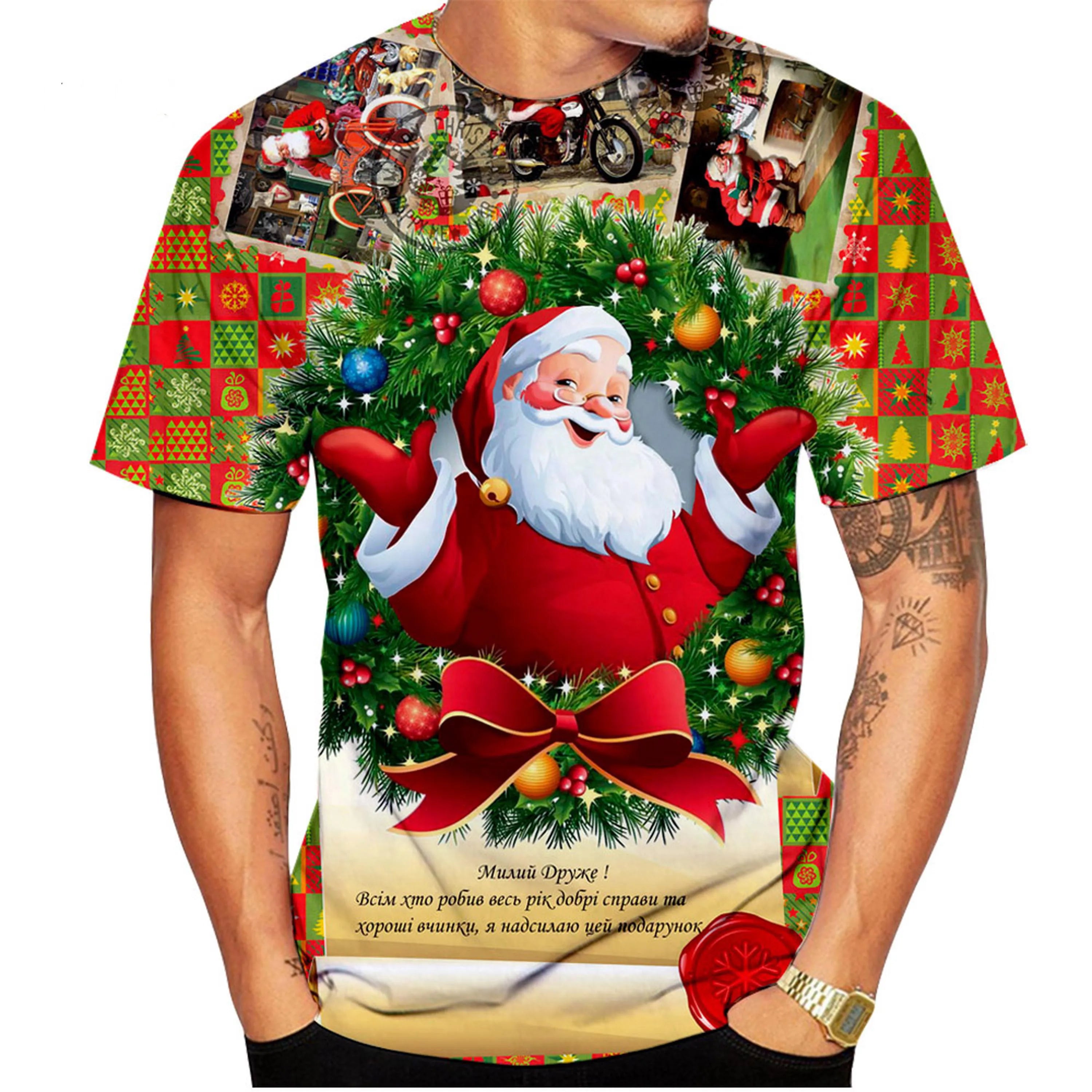 3D Printed T-shirts Christmas T-shirts Men and Women Short Sleeved Santa Shirt Tops-All10dollars.com