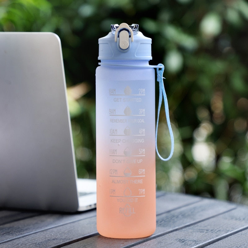 1 Liter Water Bottle Motivational Sport Drinking Outdoor Travel Gym Fitness Jugs-water bottle-900ml Blue-All10dollars.com