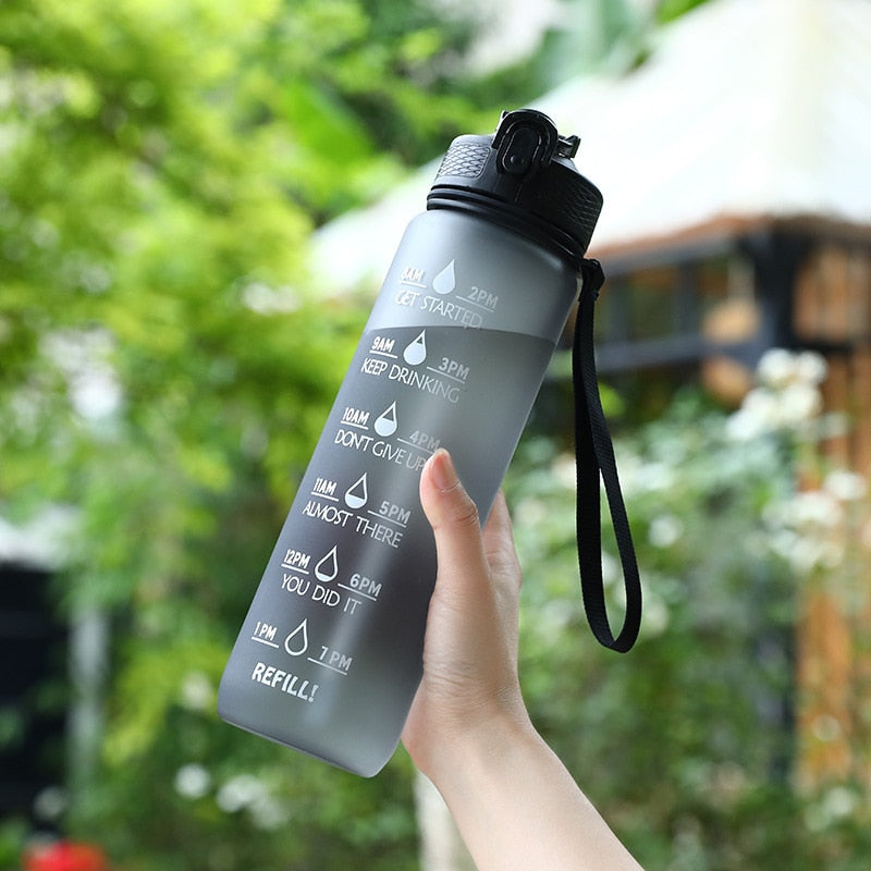 1 Liter Water Bottle Motivational Sport Drinking Outdoor Travel Gym Fitness Jugs-water bottle-1000ml Gray-All10dollars.com