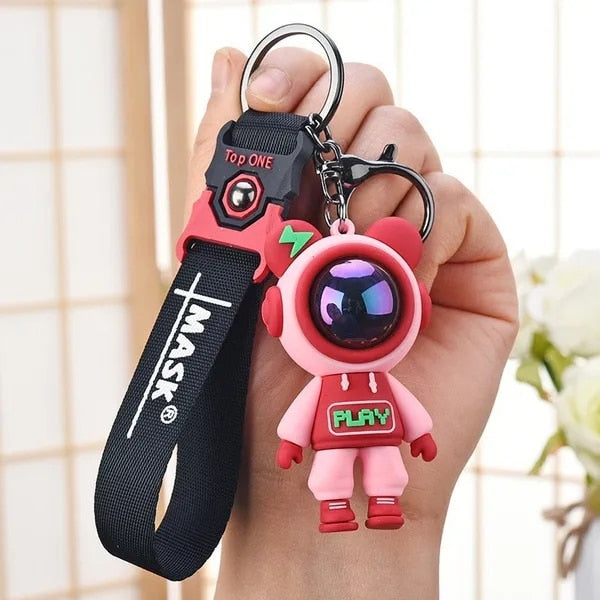 Cool Anime Cartoon Graffiti Gradient Bear KeyChain Car Bag Pendant Gift Toy-keychains-red-All10dollars.com