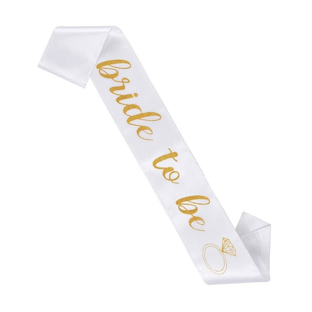 Wedding Decorations Bridal Shower Wedding Veil Team Bride To Be Satin Sash Bachelorette Party Girl Hen Party Decoration Supplies-BTB white rings-All10dollars.com