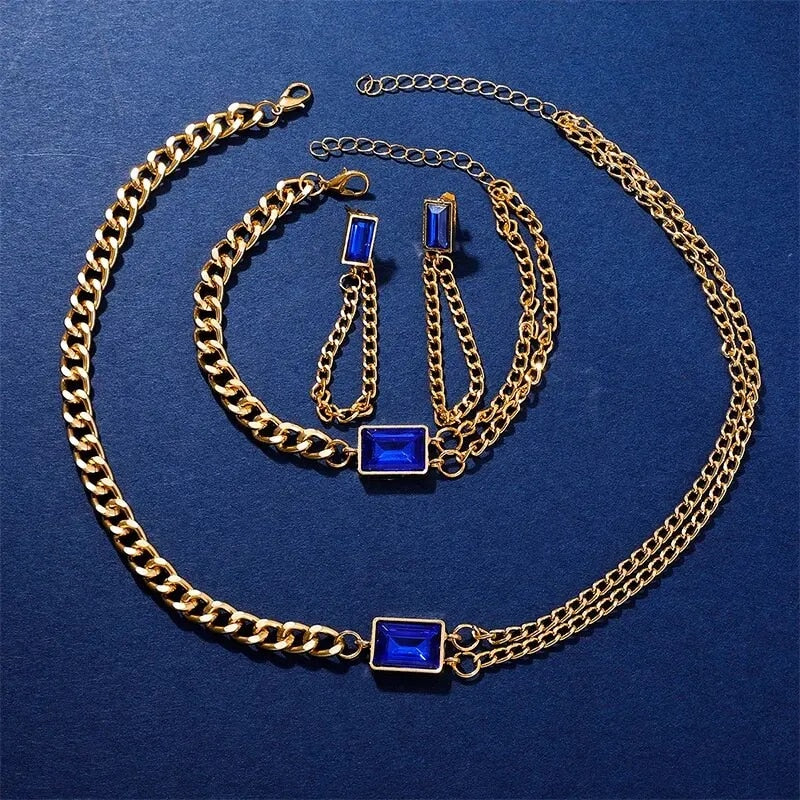 Women's Fashion Necklace Earrings Bracelet Set Diamond Luxury Wristwatch Jewelry Set-women watches-All10dollars.com