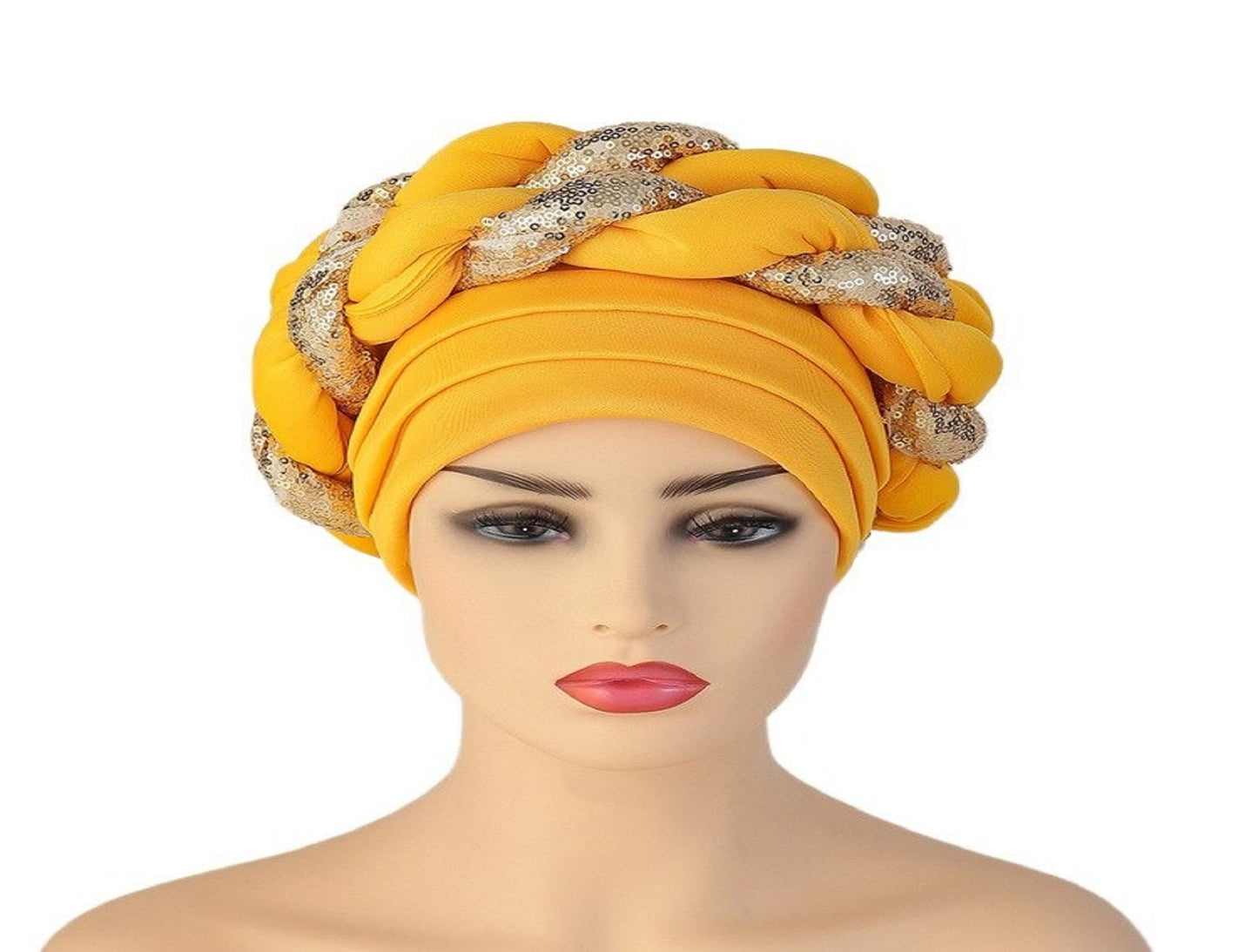 Headband Turban All season Women Cap Beanie Chemo Hat-turban-orange-All10dollars.com