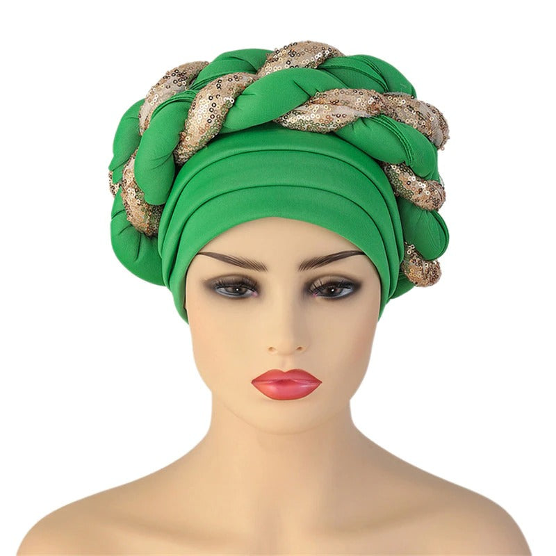 Headband Turban All season Women Cap Beanie Chemo Hat-turban-green-All10dollars.com