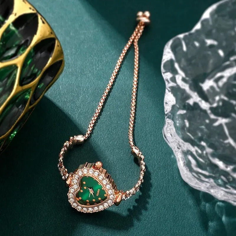 Women Luxury Heart Rose Gold Watch Jewelry Set-Women jewelry watch gift set-All10dollars.com