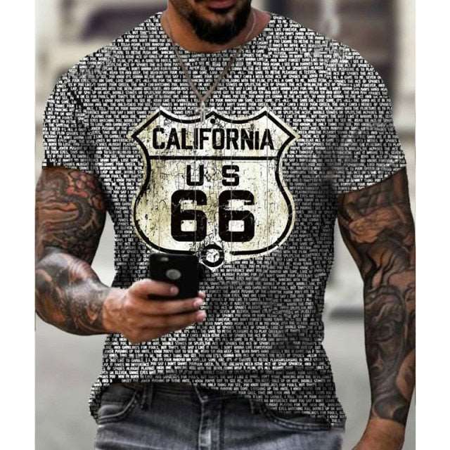 California 66 Men's Short-Sleeved Sports T-Shirt Printing Casual T-Shirt Fashion Streetwear Oversized Top Summer New Style 6XL-men shirts-OFS-1448-6XL-All10dollars.com