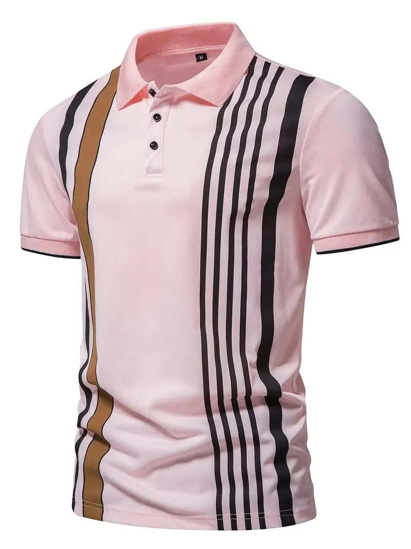 Dellez Pink Men Button Polo Cotton shirt-Polo Shirt-All10dollars.com