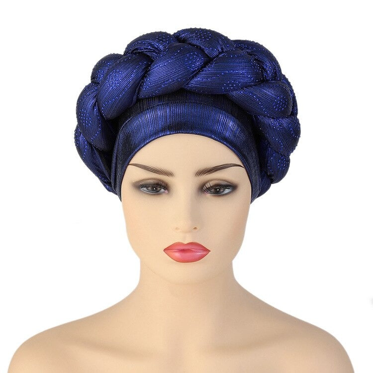 turban headband braided-Turbans-navy-All10dollars.com