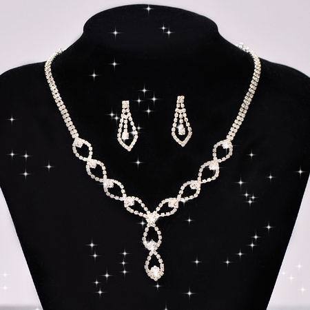 Celebrity Inspired Crystal Necklace Beautiful Silver Color Jewelry Set-Jewelry-F039-All10dollars.com