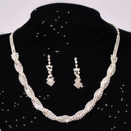 Celebrity Inspired Crystal Necklace Beautiful Silver Color Jewelry Set-Jewelry-F036-All10dollars.com