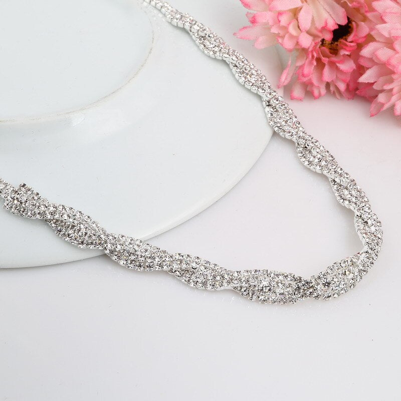 Celebrity Inspired Crystal Necklace Beautiful Silver Color Jewelry Set-Jewelry-All10dollars.com