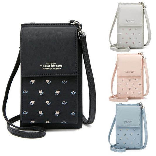 Cell Phone Wallet Card Holders Floral Print Mini Crossbody Shoulder Bag-mini crossbody shoulder bag-All10dollars.com