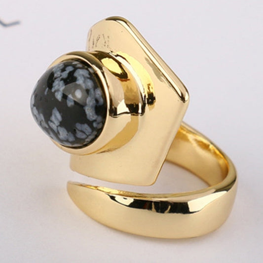 Vintage Golden Natural Stone 18mm Diameter Ring For Women Ladies Retro Finger Decorations Jewelry Accessories-All10dollars.com