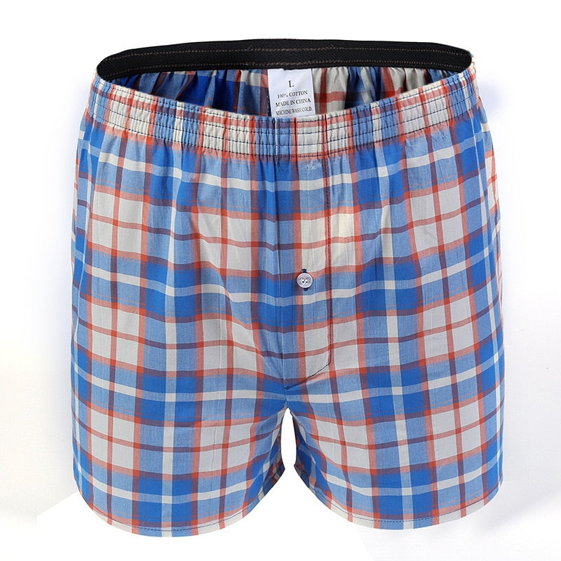 Mens Underwear Boxers Shorts Casual Cotton Sleep Underpants Quality Plaid Loose Comfortable Homewear Striped Arrow Panties-All10dollars.com