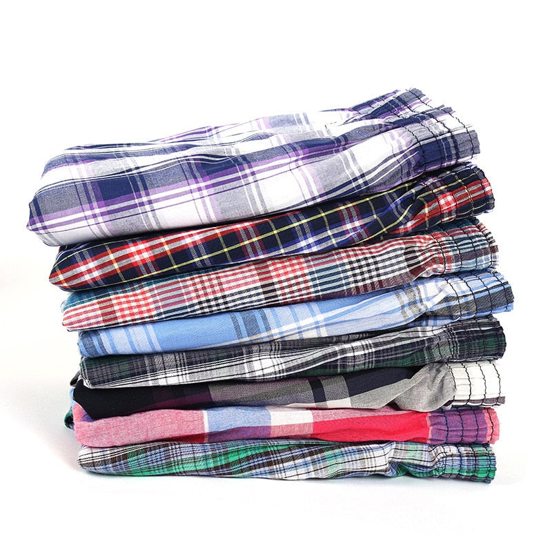 Mens Underwear Boxers Shorts Casual Cotton Sleep Underpants Quality Plaid Loose Comfortable Homewear Striped Arrow Panties-All10dollars.com