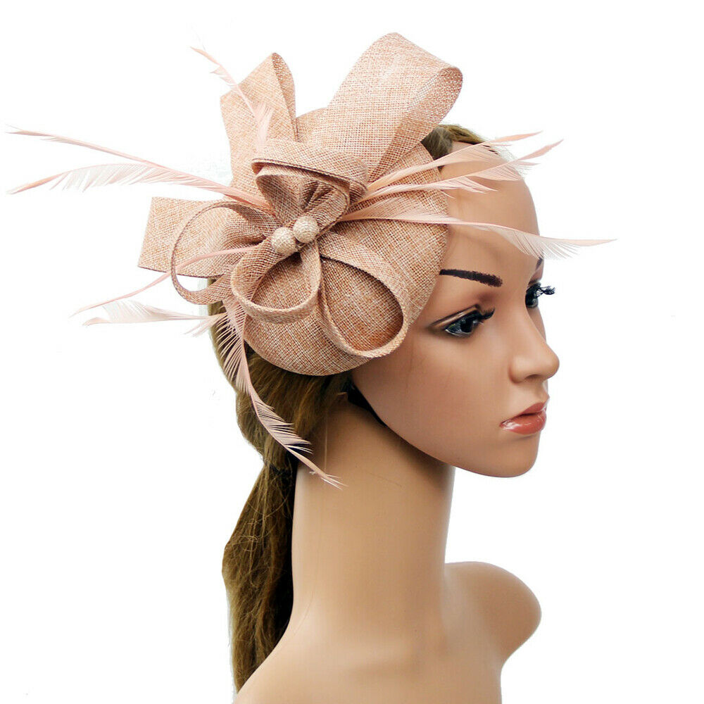 Ladies Women Fascinator Flower Feather Hat Headband Wedding Party Mesh Headpiece-All10dollars.com