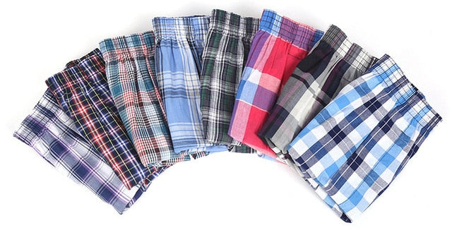 Mens Underwear Boxers Shorts Casual Cotton Sleep Underpants Quality Plaid Loose Comfortable Homewear Striped Arrow Panties-random color-M-All10dollars.com