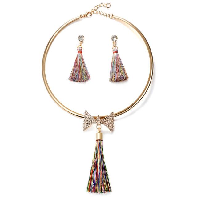 Crystal Tassel Necklace & Pendant Women Collar-F1279-All10dollars.com